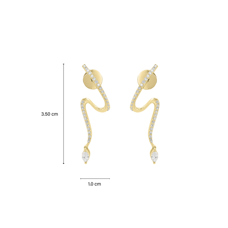 Snake Marquise Curve Diamond Earrings