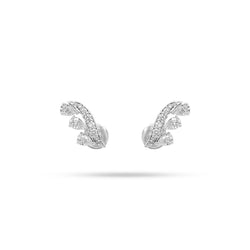 Wing Pear and Round Diamond Earrings
