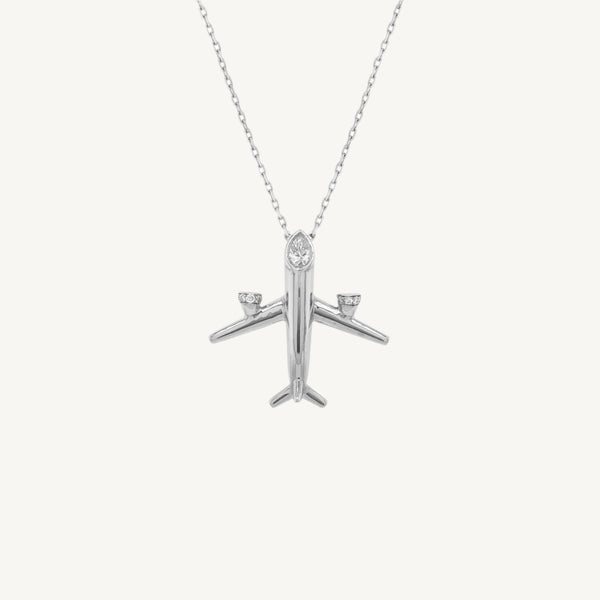 Aeroplane Pear Round Diamond Pendant