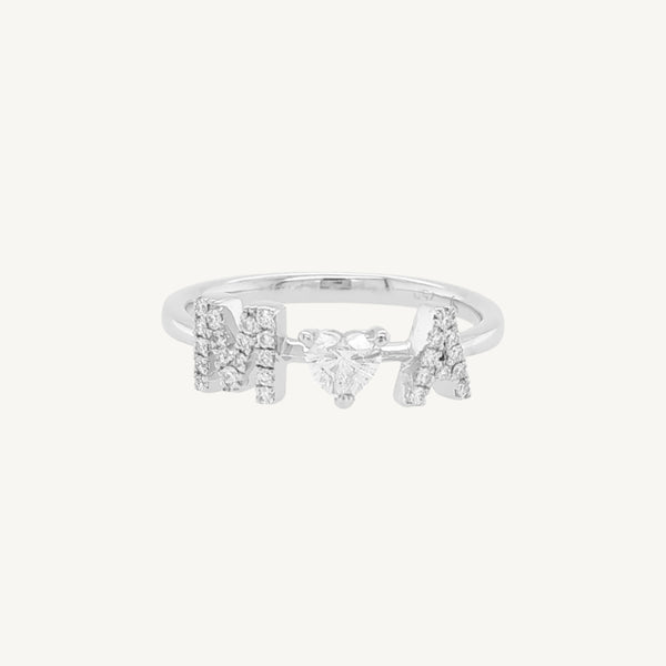 Personalized Two Letter Heart Diamond Ring