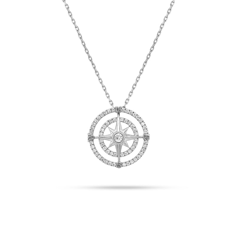 Compass Round Diamond Pendant