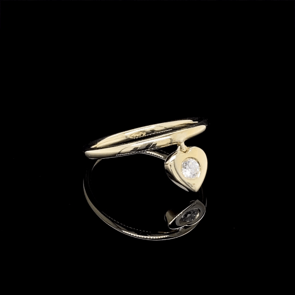 Dangling Heart Shaped Round Diamond Ring