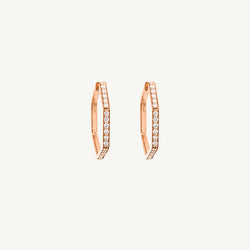 Hexagon Huggie Round Diamond Earrings