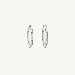 Hexagon Huggie Round Diamond Earrings