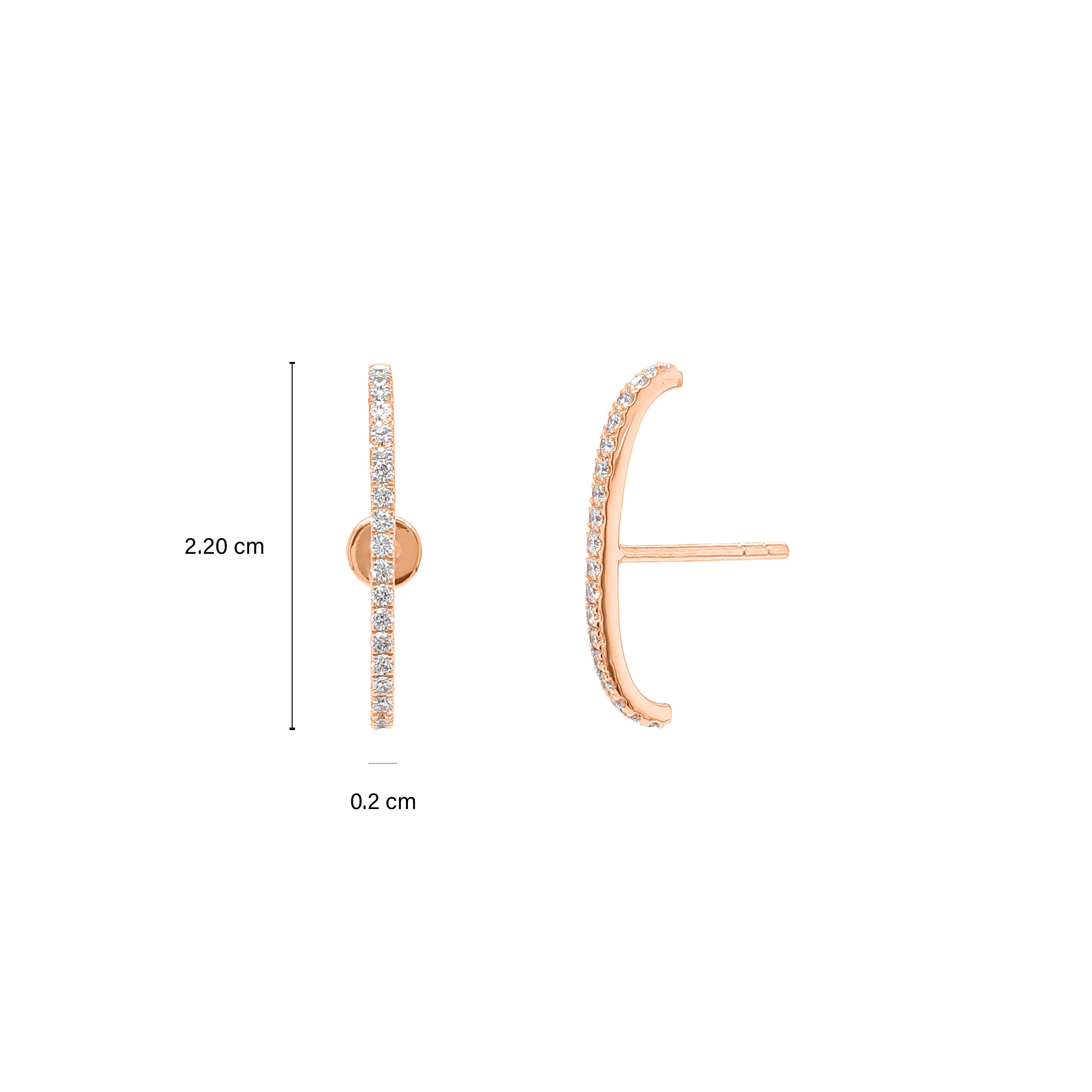 Arc Shaped Round Diamond Earrings