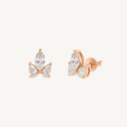 Solitaire Marquise and Pear Trio Stud Earrings