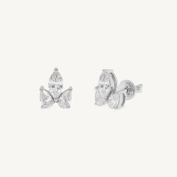 Solitaire Marquise and Pear Trio Stud Earrings