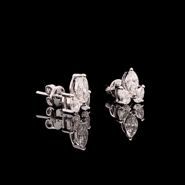 Solitaire Marquise and Pear Trio Stud Earrings