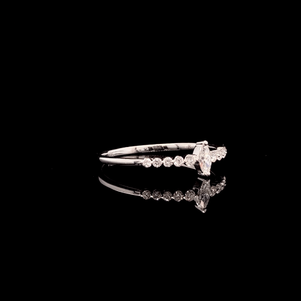 Solitaire Marquise and Round Diamond Ring