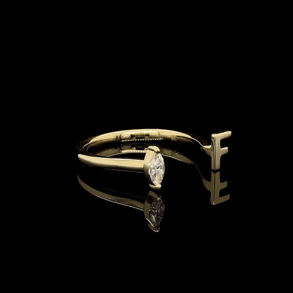 Solitaire Marquise Diamond Alphabet Ring
