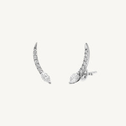 Solitaire Marquise Round Ear Climbers