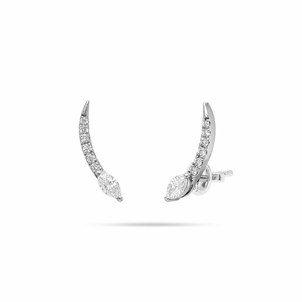 Solitaire Marquise Round Ear Climbers