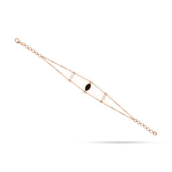 Solitaire Marquise Diamond and Black Onyx Chain Bracelet