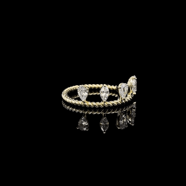 Dangling Rope Pear And Marquise Diamond Ring