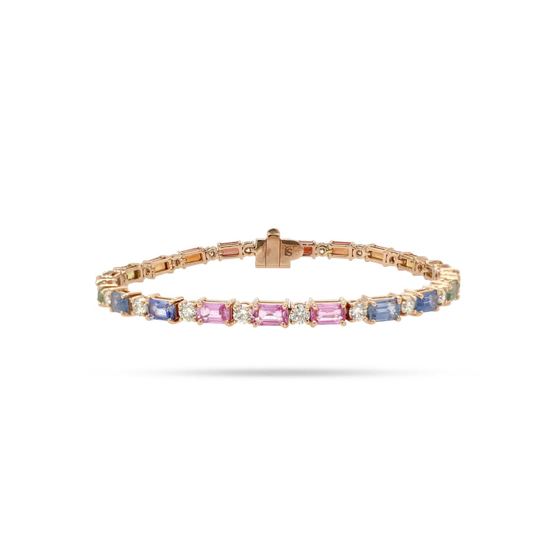 Rainbow Sapphire Diamond Bracelet