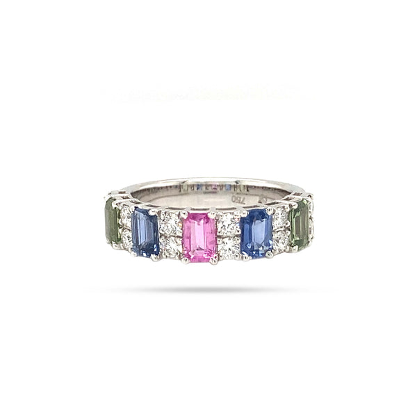 Rainbow Round Diamond And Colored Stone Ring