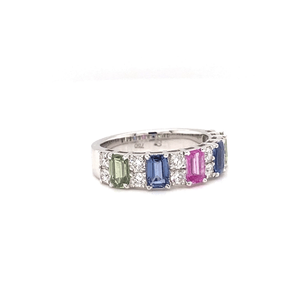 Rainbow Round Diamond And Colored Stone Ring