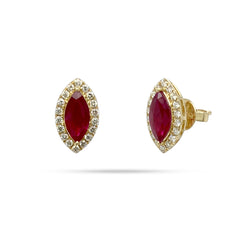 Marquise Ruby And Diamond Studs