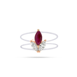 Trio Marquise Ruby And Diamond Floating Ring