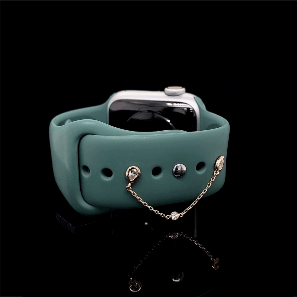 Dangling Pear Round Diamond Apple Watch Charm