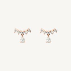 Dainty Round & Pear Diamond Drop Earrings