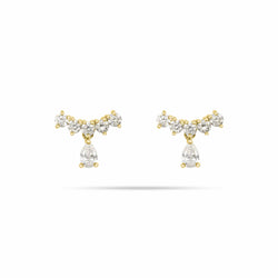 Dainty Round & Pear Diamond Drop Earrings