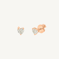 Heart Shape Solitaire Stud Earrings