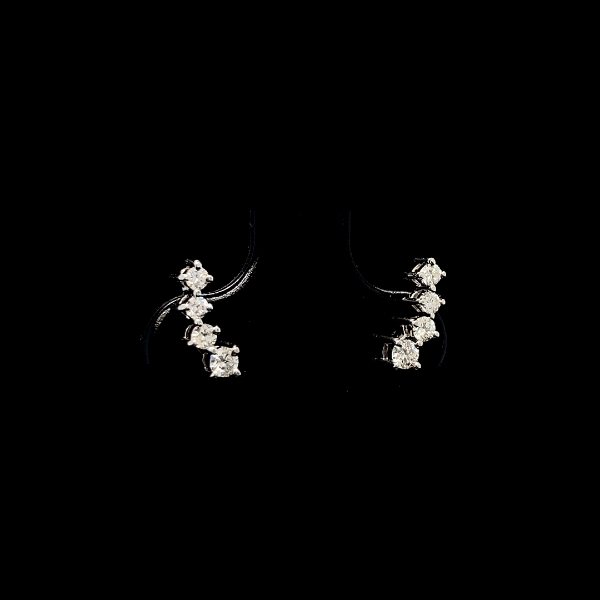 Arc Shaped Round Diamond Earrings