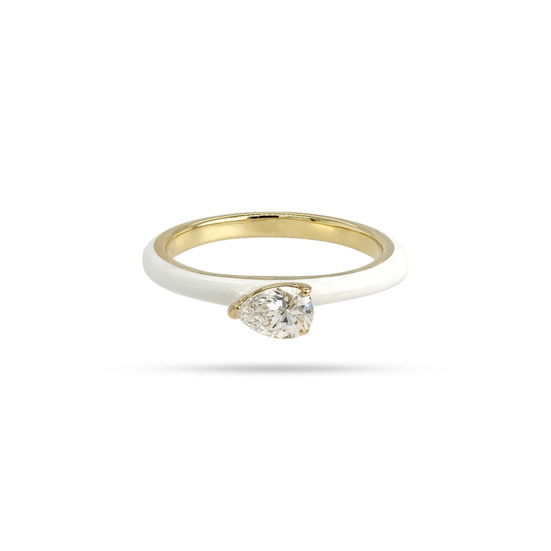 Pear Enamel Solitaire Ring
