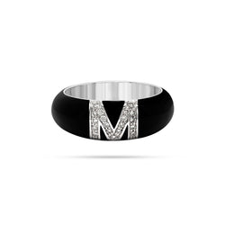 Personalized One Letter Enamel Diamond Ring