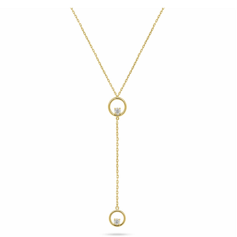 V-Shaped Dangling Round Diamond Necklace
