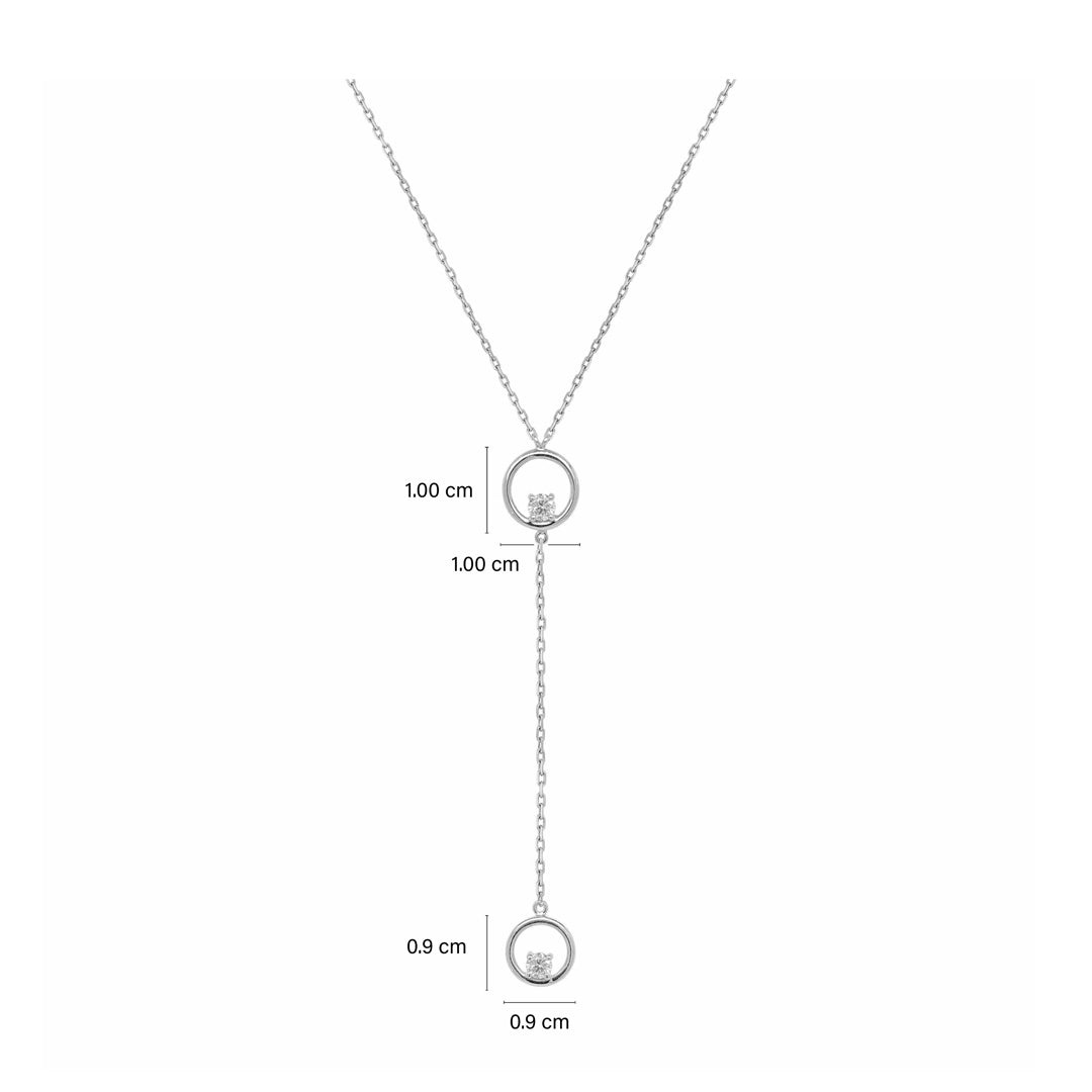 V-Shaped Dangling Round Diamond Necklace