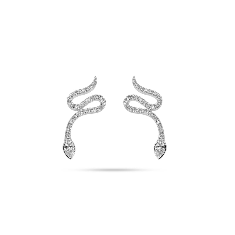 Snake Pear Curve Diamond Earrings