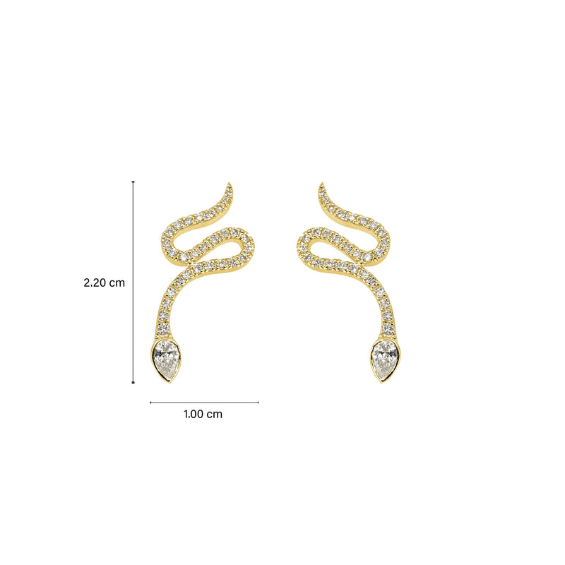 Snake Pear Curve Diamond Earrings