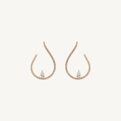 Round and Pear Diamond Arc Earrings