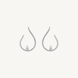 Round and Pear Diamond Arc Earrings