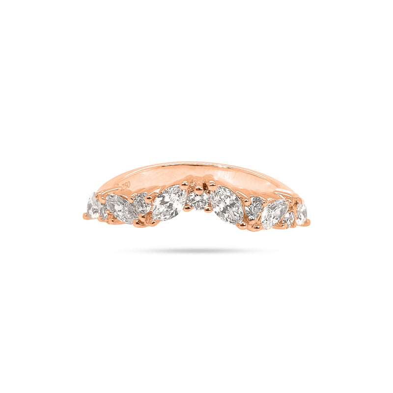 Arc Marquise and Round Diamond Ring