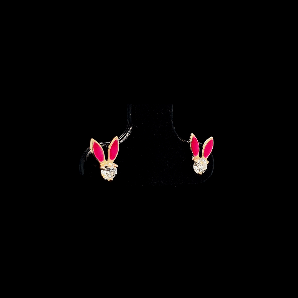 Bunny Enamel Diamond Earrings