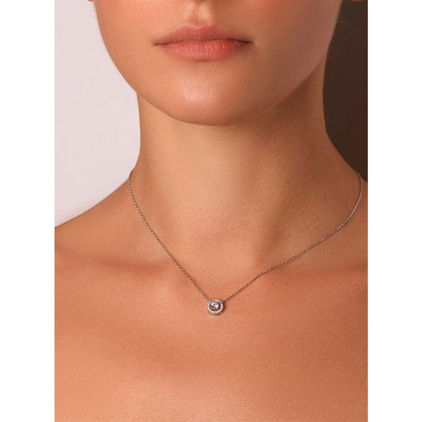Sterling Silver Stylish Solitaire Necklace Rose Gold Solitaire Cubic  Zirconium Necklace In Pure Silver For Women  Silver Palace