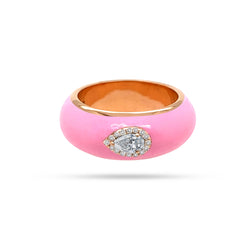 Pear Halo Enamel Diamond Ring