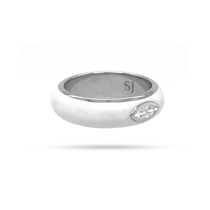 Marquise Enamel Diamond Ring