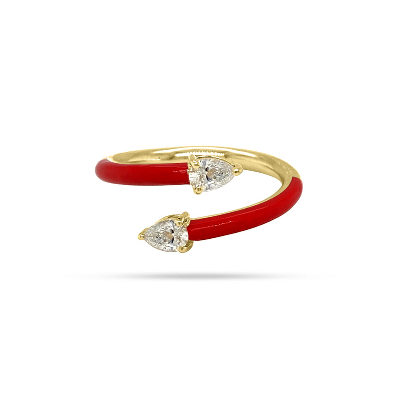 RED ENAMEL SPRING DIAMOND RING