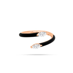 Black Enamel Spring Diamond Ring