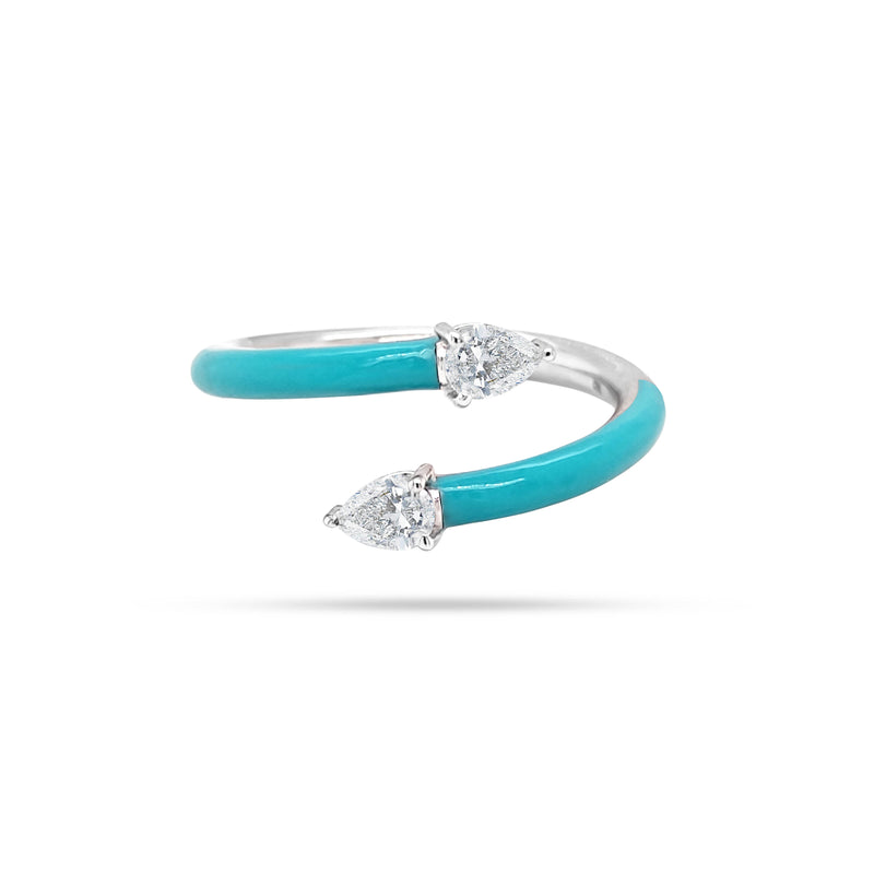 Turquoise Enamel Spring Diamond Ring