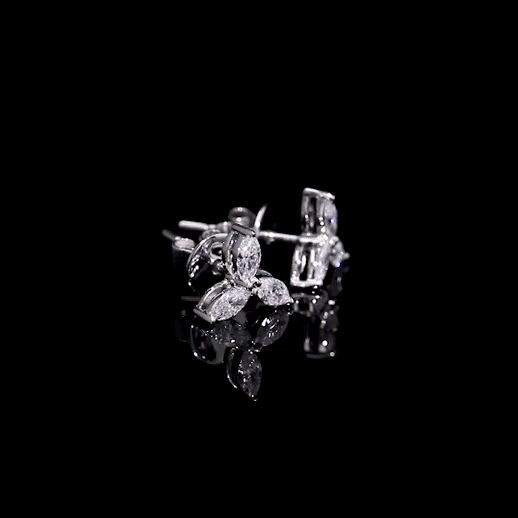 Trio Fan Diamond Stud Earrings