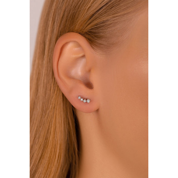 Arc Shaped Round Diamond Earrings