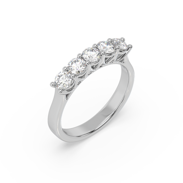 Five Stone Round Diamond Half Eternity Ring