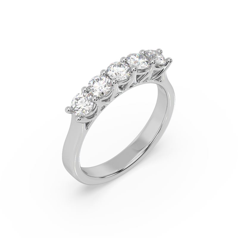 Five Stone Round Diamond Half Eternity Ring
