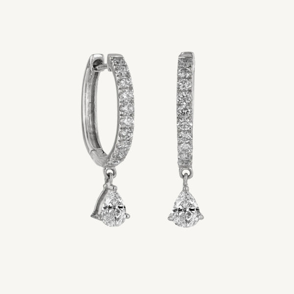 Round and Pear Diamond Huggie Earrings