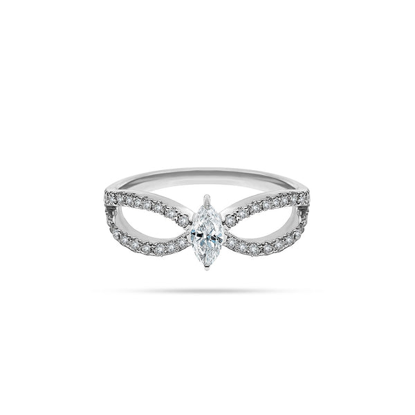 Bow Marquise and Round Diamond Ring